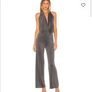 Saffron Cowl Neck Jumpsuit in Metallic Silver